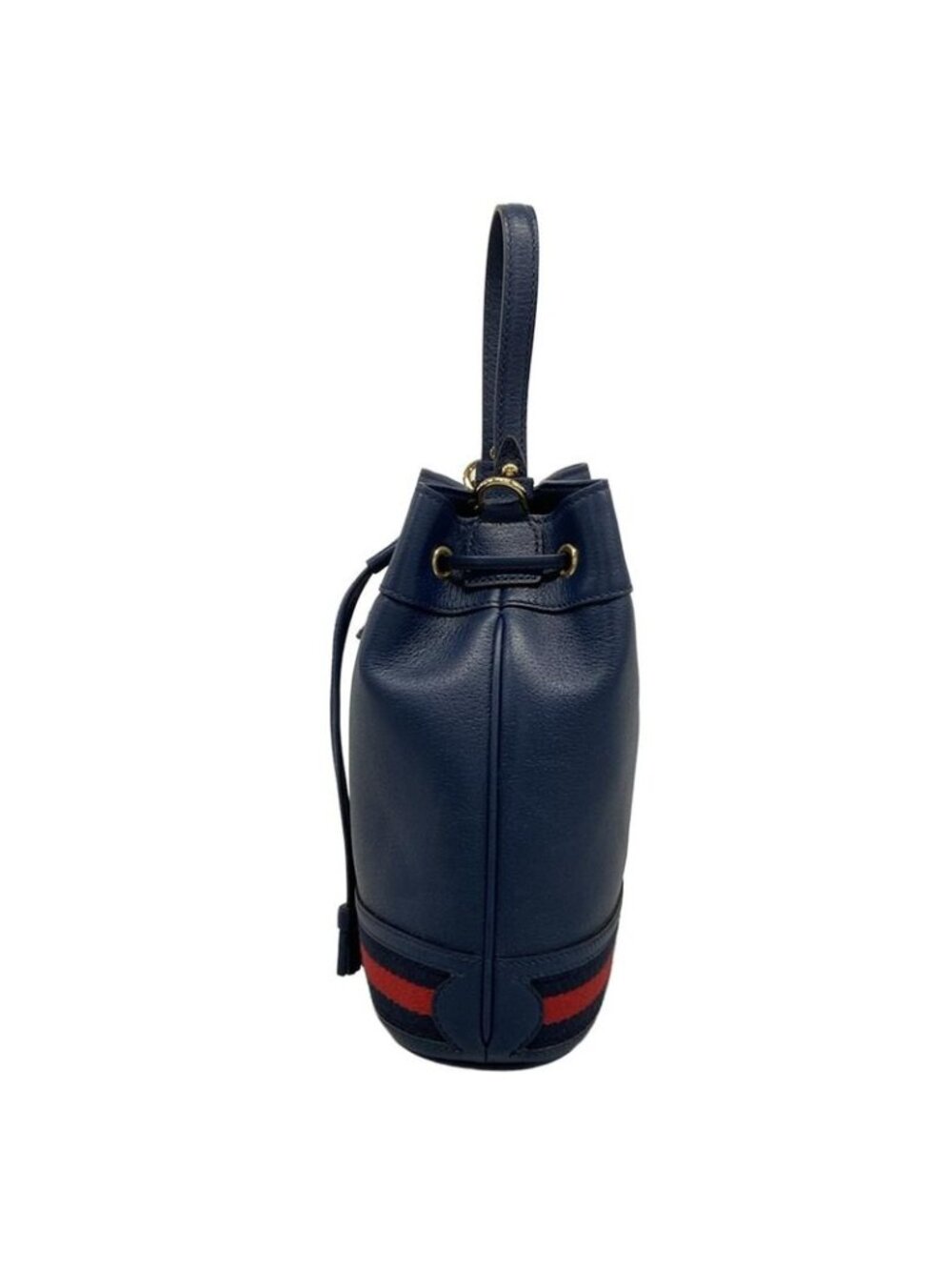 Gucci Ophidia Small Bucket Bag Navy Drawstring Cotton X Red - Picture 4 of 15